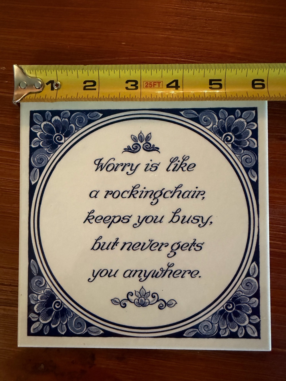 Blue and White Floral Quote Plaque